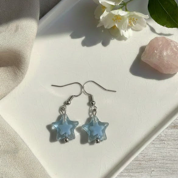 Blue star earrings