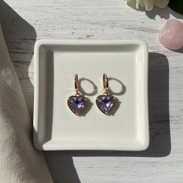 Purple heart earings